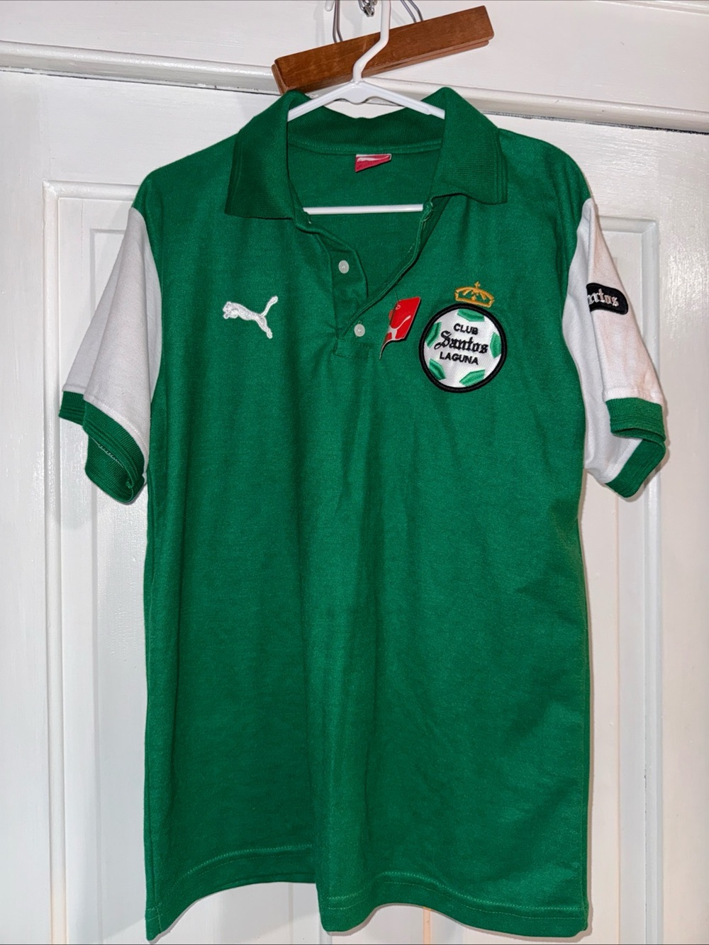 Puma mens Club Santos Laguna Green & White Polo Shirt